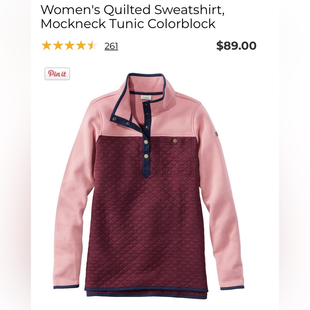 LL Bean Quilted Mockneck Sweatshirt